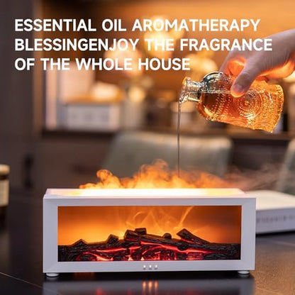 TMEHM Fireplace Flame Essential Oil Diffuser Humidifier, Aromatherapy