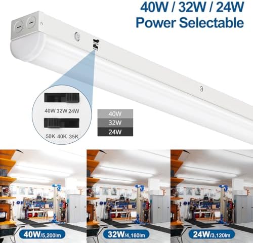 DAKASON 4FT LED Linear Ceiling Light Fixture 8 Pack, 40W/32W/24W, 3CCT