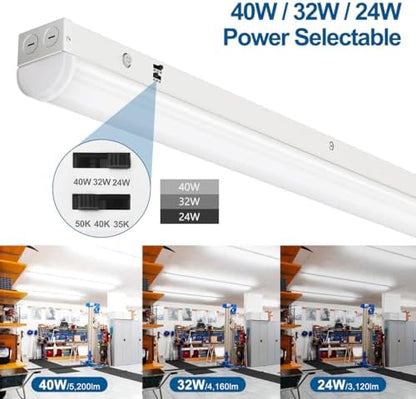 DAKASON 4FT LED Linear Ceiling Light Fixture 8 Pack, 40W/32W/24W, 3CCT