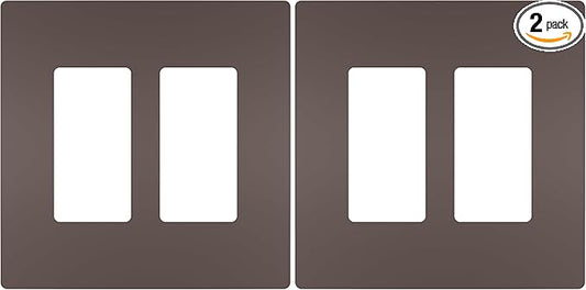 Legrand - Pass & Seymour Radiant Rocker Switch Wall Plate, Legrand Screwless Wall Plate 2 Gang, Dark Bronze Wall Plate, RWP262DBCC6, 1 Count (Pack of 2)