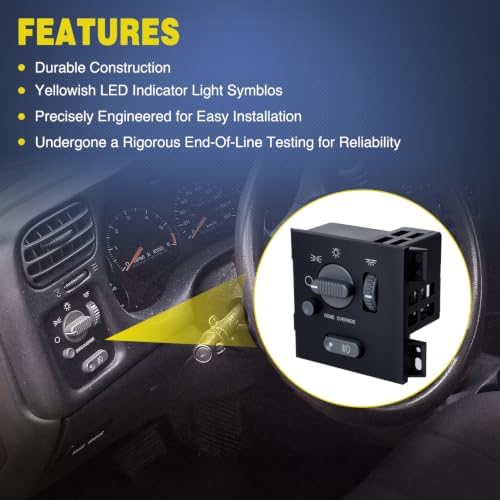 Nilight Headlight Dimmer Switch for 1998-2005 Chevy Blazer GMC Jimmy