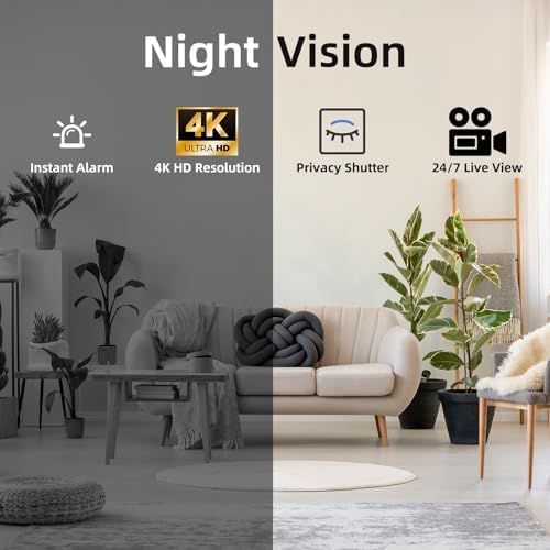 Hidden Camera Clock 4K WiFi Camera for Indoor Security, Home, Office, Store