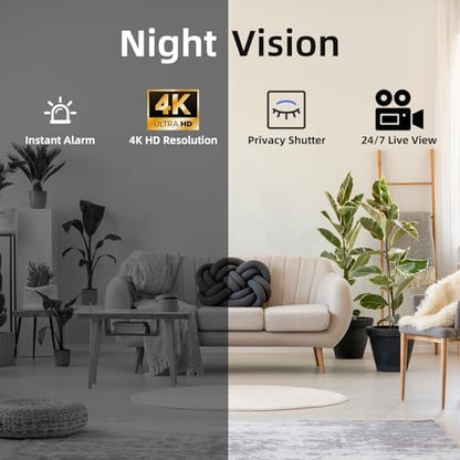 Hidden Camera Clock 4K WiFi Camera for Indoor Security, Home, Office, Store