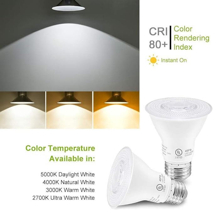 7W Par20 LED Bulb (50W Equivalent), UL Listed, 3000k Warm White Dimmable Flood Bulbs Lights, 500 Lumens, E26 Base, Recessed Lighting for Indoor Outdoor, 12 Pack