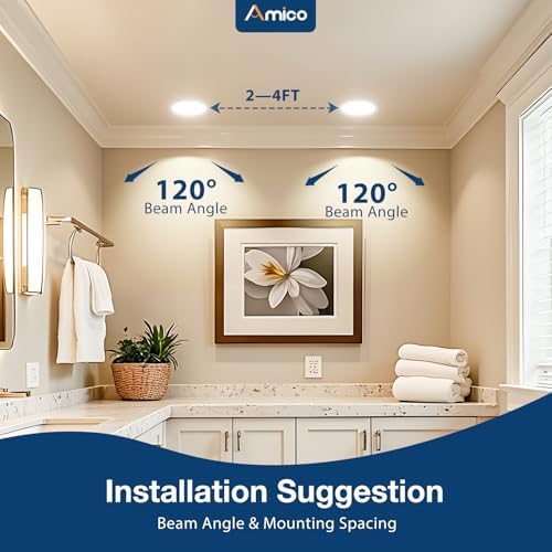 Amico 2 Pack 4 Inch 5CCT Ultra-Thin LED Recessed Ceiling Light