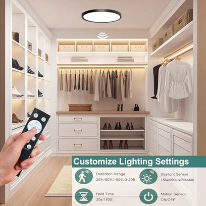 7 Inch Motion Sensor LED Ceiling Light, Black