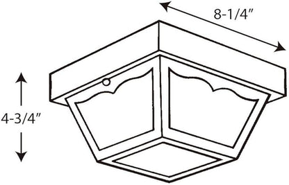 Progress Lighting 1-Light Indoor and Outdoor Flush Mount Ceiling Light, Interior and Exterior Ceiling-Mount Light Fixture for Porch Light, Patios, Garages, Hallways, Non-Metal, 8-1/4" by 4-3/4", Black