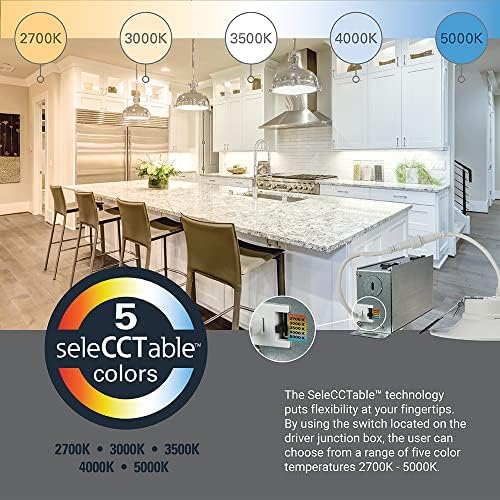 HALO HLB 4 inch LED Recessed Light, Thin Canless, Dimmable w/Selectable Color Temperatures, 6-Pack - HLB40699FS1EMWR-6PK