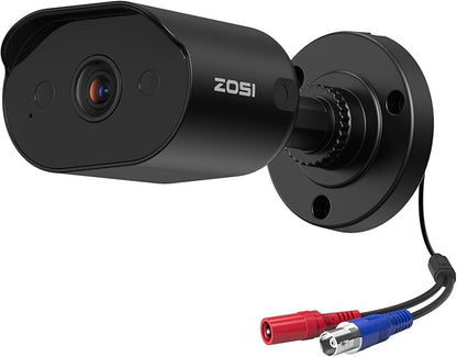 ZOSI 1080p Wired Outdoor Security Camera with Audio Recording, 2MP TVI Surveillance CCTV Bullet Camera Indoor, 80ft IR Night Vision, 90° Wide View, IP66 Weatherproof, Works with Our DVR