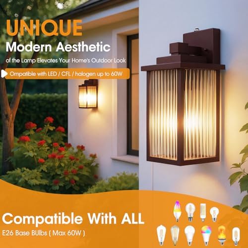 13" Bronze Dusk to Dawn Outdoor Light, Exterior Light Fixture