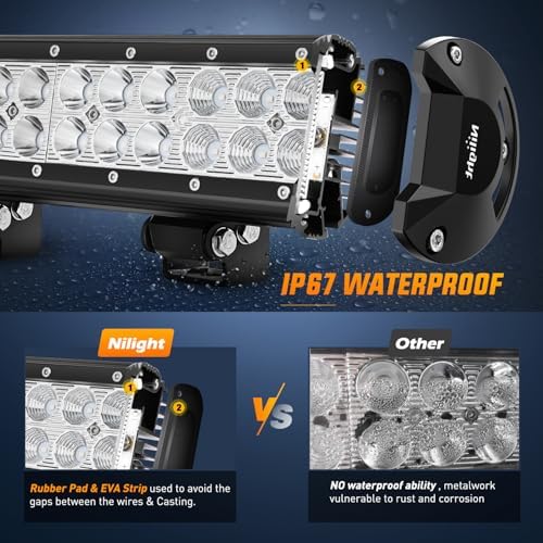 Nilight LED Light Bar 20 Inch 126W Spot Flood Combo Green Beam