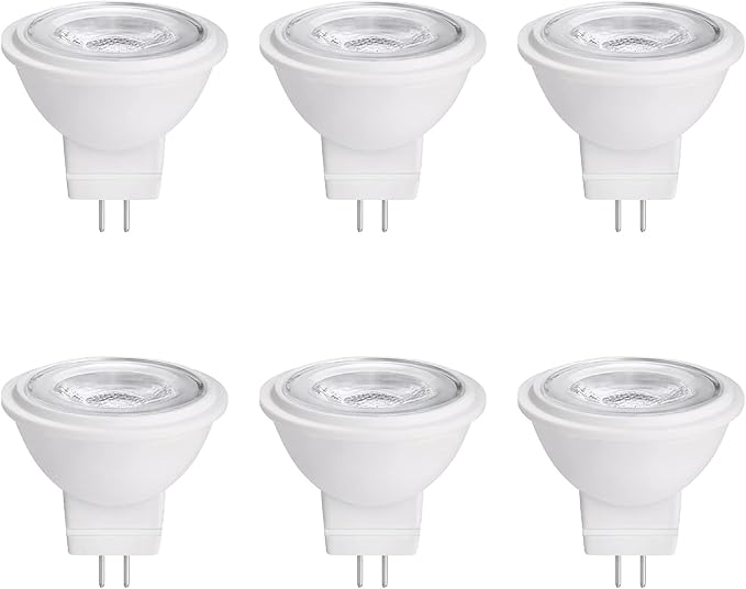 MR11 Gu4.0 Bi-pin LED Light Bulb 3W 12VAC/DC Low Voltage LED Spotlights Warm White 2700K-3000K for Outdoor Landscape Lighting and Indoor Recessed/Track Lights 6pcs