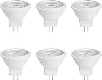 MR11 Gu4.0 Bi-pin LED Light Bulb 3W 12VAC/DC Low Voltage LED Spotlights Warm White 2700K-3000K for Outdoor Landscape Lighting and Indoor Recessed/Track Lights 6pcs