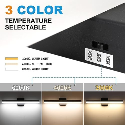 SineRise LED Modern Bathroom Vanity Light Bar (32-Inch, 3000K/4000K/6000K), Matte Black Dimmable Modern Acrylic Bathroom Wall Lighting Fixtures Over Mirror