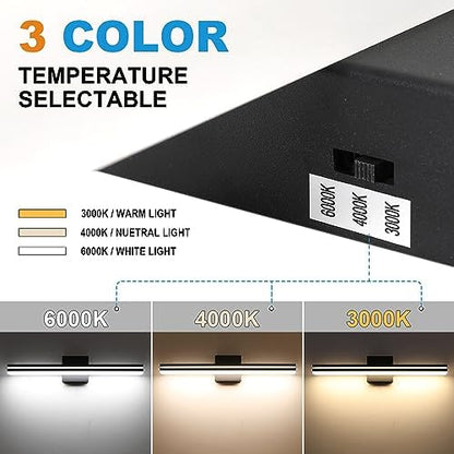 SineRise LED Modern Bathroom Vanity Light Bar (32-Inch, 3000K/4000K/6000K), Matte Black Dimmable Modern Acrylic Bathroom Wall Lighting Fixtures Over Mirror