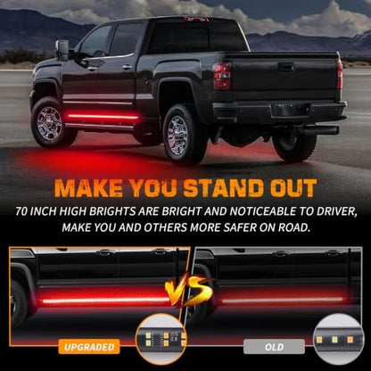 XRIDONSEN 2 Pack 70-inch Truck Red Running Board Emergency Lights Strip