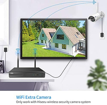 Hiseeu Camera Add on 2 Pack 3MP Outdoor Wireless Security Camera,Waterproof Outdoor Indoor 3.6mm Lens IR Cut Day & Night Vision, Plug-in Camera, Compatible 10CH Wireless Security Camera System