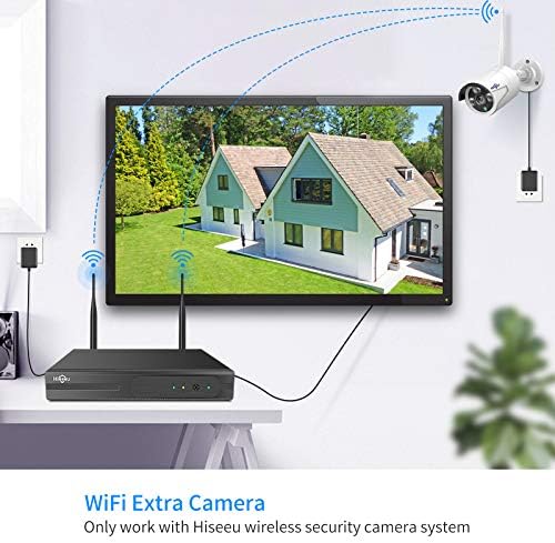 Hiseeu Camera Add on 2 Pack 3MP Outdoor Wireless Security Camera,Waterproof Outdoor Indoor 3.6mm Lens IR Cut Day & Night Vision, Plug-in Camera, Compatible 10CH Wireless Security Camera System