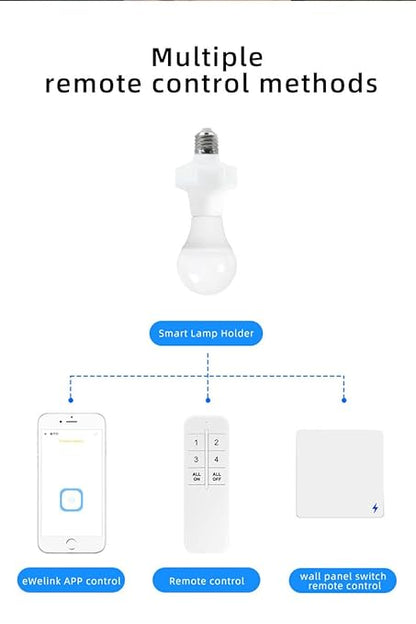 QIACHIP Wi-Fi Smart 2.4G Remote Control Light Socket E26 E27 Bulb Socket Adapter, eWeLink APP Remote Timing, Compatible with Alexa and Google