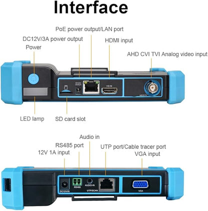 EVERSECU CCTV IP Camera Tester Monitor with Cable Tracer, 8MP AHD CVI TVI CVBS IP Camera Test 4K HD Display Video Monitor 5inch IPS Touch Screen IPC Tester with POE PTZ WiFi RS485 HDMI & VGA Input