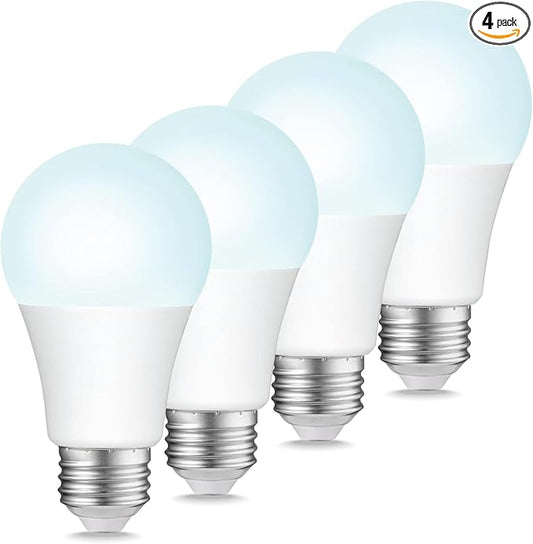Sigalux A19 LED Light Bulbs, 100W Equivalent Daylight 5000K, 1500 Lumens Non-Dimmable, Energy-Saving 10W E26 Medium Base Bulbs, Long-Lasting Home Lighting for Bedroom Living Room, 4 Pack