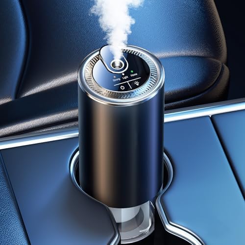 Smart Car Air Freshener Diffuser with Starry Sky Projection, 50ml/1.8OZ Perfume Car Diffuser, 6 Months Long-Lasting Fragrance, RGB Music-Sync Lights, Intelligent Auto On/Off, Mahogany Teakwood