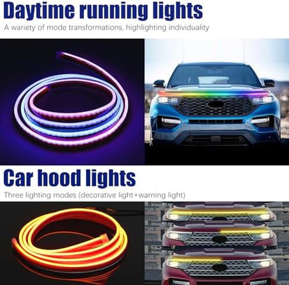 DREAMOTOR 71 Inch Car Hood Light Strip, Multicolor Car LED Hood Light