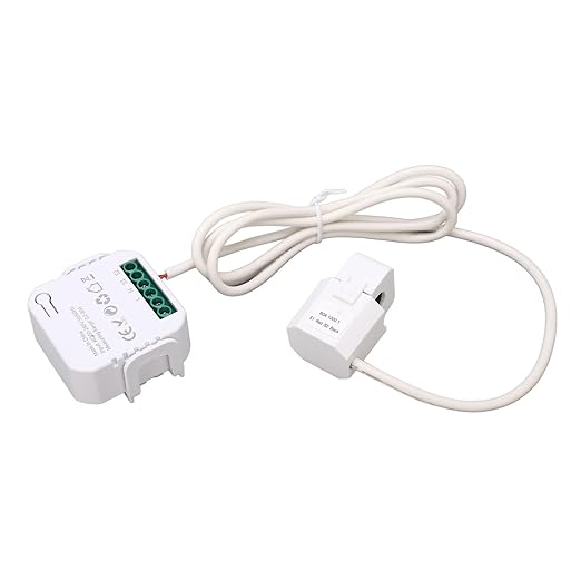 Fafeicy Smart Electricity Meter with Clamp, WiFi Power Consumption Monitor, Energy Management, Remote Control, Overload Protection, White