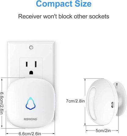 Wireless Motion Sensor Door Chime: Business Entry Doorbell Indoor Motion Detector Alarm Buzzer Store Entrance Alert Bell (1000Ft Range, 32 Tunes, 5 Level Volume) 1 sensors 2 Receiver