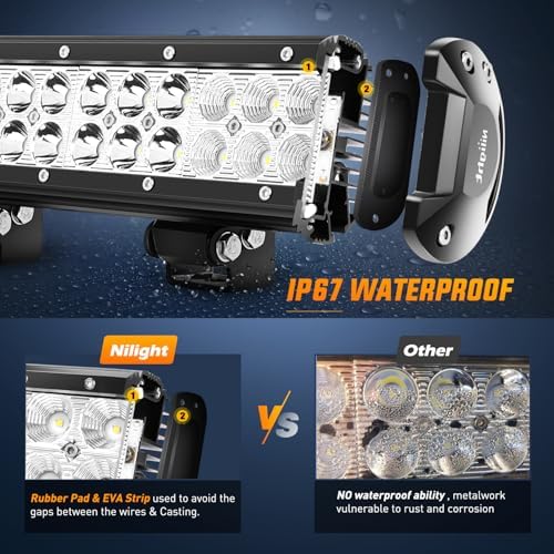Nilight LED Light Bar with Yellow Black Covers 20 Inch 126W