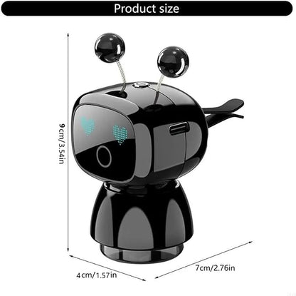 Robot Intelligent Aromatherapy Machine, Smart Cute Robot Car Air Freshener, Fine Spray/Fillable/Four-Gear Adjustment/Vibration Sensing/On-Off/Large Capacity Long-Lasting Fragrance/V3 (Black, Cologne)