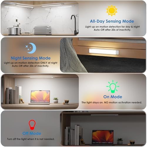 11.8 inch Motion Sensor Under Cabinet Light, 5-Pack, Cool White