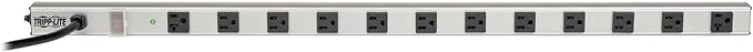 Tripp Lite 12 Outlet Surge Protector Power Strip, 15ft Long Cord, Metal, (SS361220) Black/Gray
