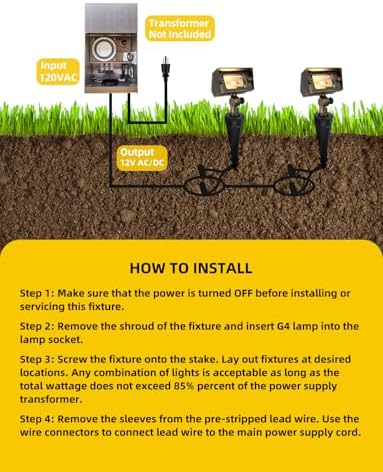 COLOER Brass Rectangular Flood Lights (Bronze) 1 Pack with 3W LED G4 Bulb