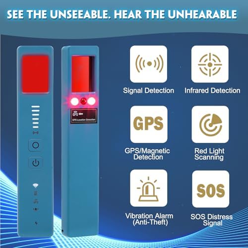 AI Hidden Camera Detector – 6-in-1 Anti-Spy Privacy Protection Kit: RF Signal & WiFi Scanner, GPS Tracker Finder, Bug Detector, IR Lens Finder – for Hotel, Office, Car, Travel Security