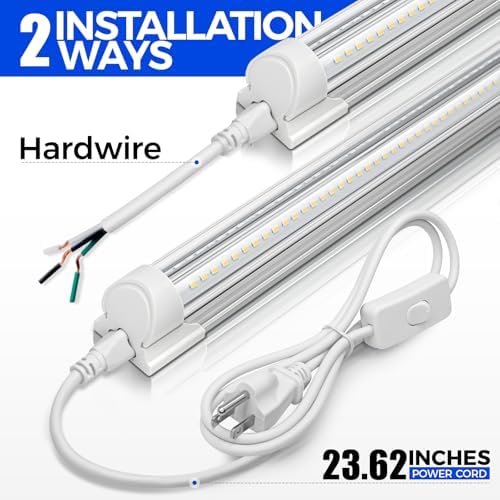 Barrina T8 LED Shop Lights 1.5FT, 25W 3450LM 6500K, 2 Pack High Output Tube