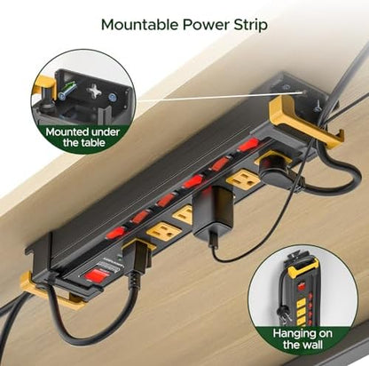 6 Outlet Heavy Duty Surge Protector Power Strip with Individual Switches