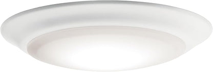 Kichler Gen 1 LED Downlight in White, 7.5” Ceiling Flush Mount Wet Rated Interior Dimmable Light for Living Room, Dining Room, Kitchen, Bathroom and Bedroom, 3000K, (7.5” x 1.5”), 43846WHLED30