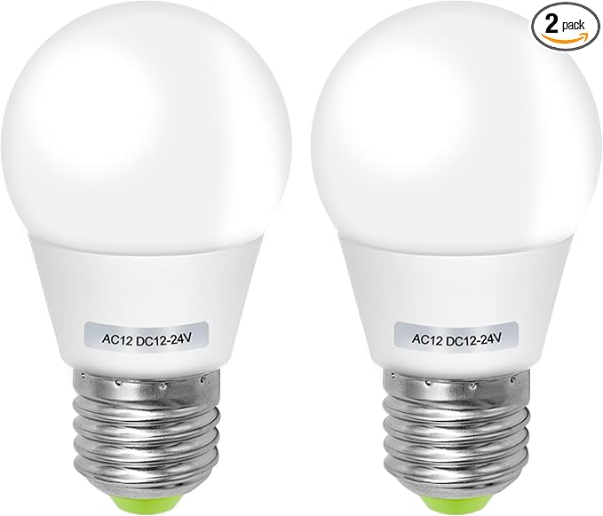 E26 12V Led Bulb 2700K 4W Warm White AC 12V/ DC 12-24V Low Voltage for Rv Camper Bulbs Off-Grid Solar Battery Systems Edison 40W Equivalent (2 Pack)