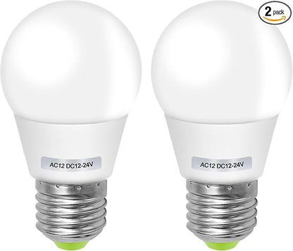 E26 12V Led Bulb 2700K 4W Warm White AC 12V/ DC 12-24V Low Voltage for Rv Camper Bulbs Off-Grid Solar Battery Systems Edison 40W Equivalent (2 Pack)