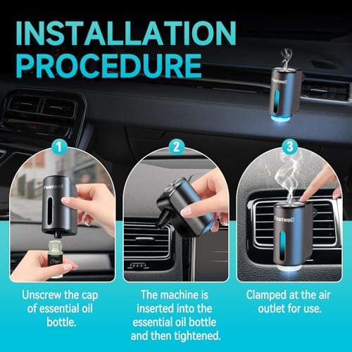 Featwell Car Air Freshener, Air Freshener Diffuser Three Adjustable Modes, Aromatherapy Machine Rechargeable (Grey)