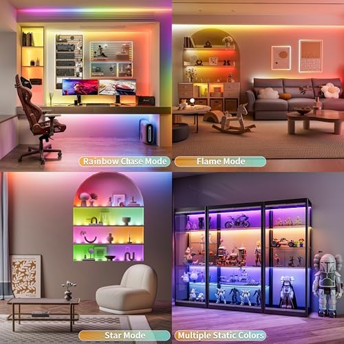 PAUTIX RGB Smart IC COB LED Strip Light Addressable 24ft/7.5m,720LEDs/m UL-Listed 24V Chasing Color Strip Light Multicolor Flexible Tape Light,for TV,Party DIY Decoration(Without Controller&Adapter)