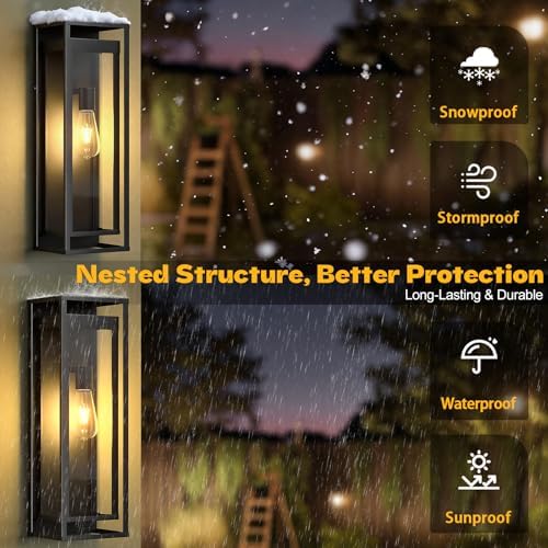 20in Large Outdoor Wall Light Black Modern Sconce Exterior Lighting Fixture