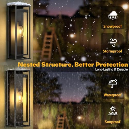 20in Large Outdoor Wall Light Black Modern Sconce Exterior Lighting Fixture