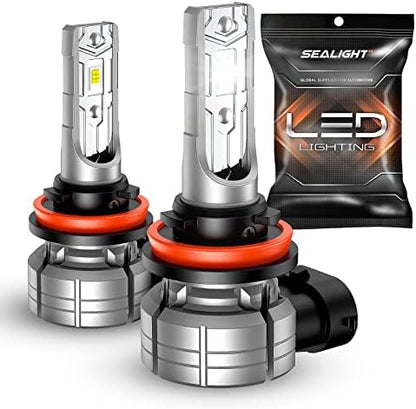 SEALIGHT H11 H8 LED Fog Light Bulb, 14000LM 24W Strong Penetration H8 H16 H11 LED Fog Lights, 6500k Cool White 5530 CSP Chips, IP68 Waterproof Plug and Play, Pack of 2
