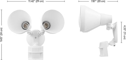 Globe Electric 17000273 180-Degree 240 W Twin Head White Hardwired Motion Sensor Security Flood Light, Spotlight, Outdoor, Outside House Lights