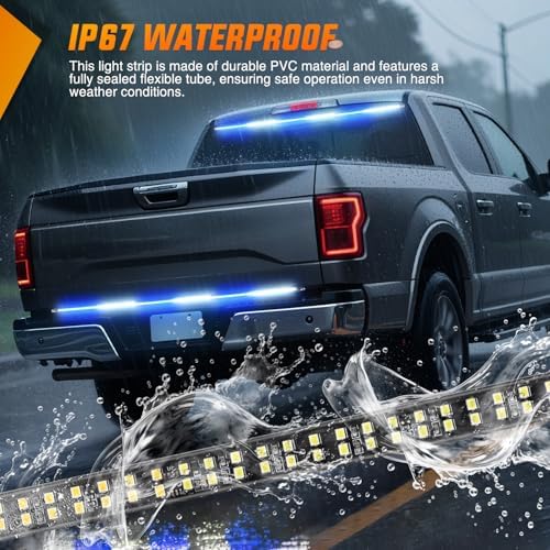 Nilight 48 Inch 288 LED Tailgate Strobe Light Strip Blue White