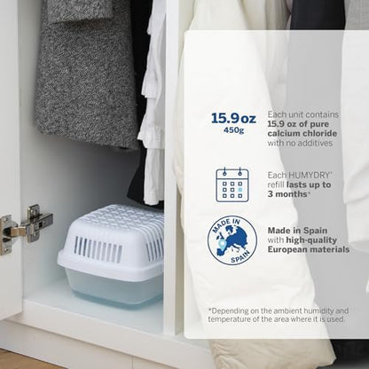 HUMYDRY Moisture Absorber Dehumidifier 15.9oz, 2 Devices with 4 Refills