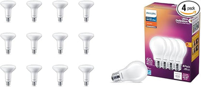 Philips LED Flicker-Free Frosted Dimmable BR30 Light Bulb - EyeComfort Technology - 650 Lumen & Flicker-Free Frosted Dimmable A19 Light Bulb - EyeComfort Technology - 450 Lumen
