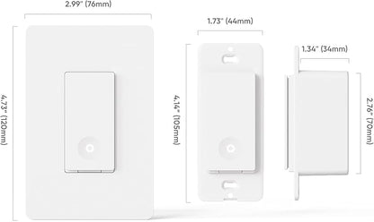 TREATLIFE Smart Switch 4 Pack, 2.4Ghz WiFi Light Switch Single-Pole, Neutral Wire Required, Works with Alexa, Google Home and SmartThings, Smart Home Remote Control, FCC Listed